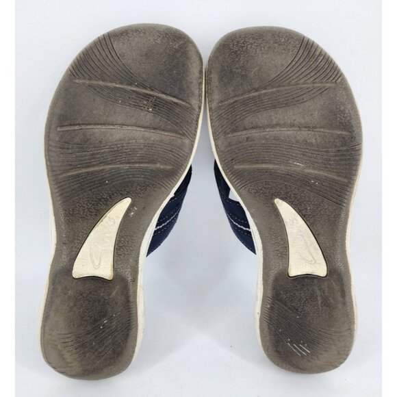 Clarks Cloudsteppers Women's Size 9 M Navy Blue T Strap Thong Sandals Flip Flops - Picture 10 of 11